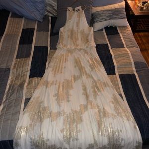 White & Gold Maxi Dress